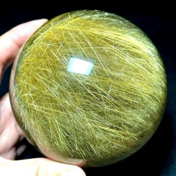 超絶綺麗 95mm ゴールドルチルクォーツ 丸玉 スフィア 金針水晶