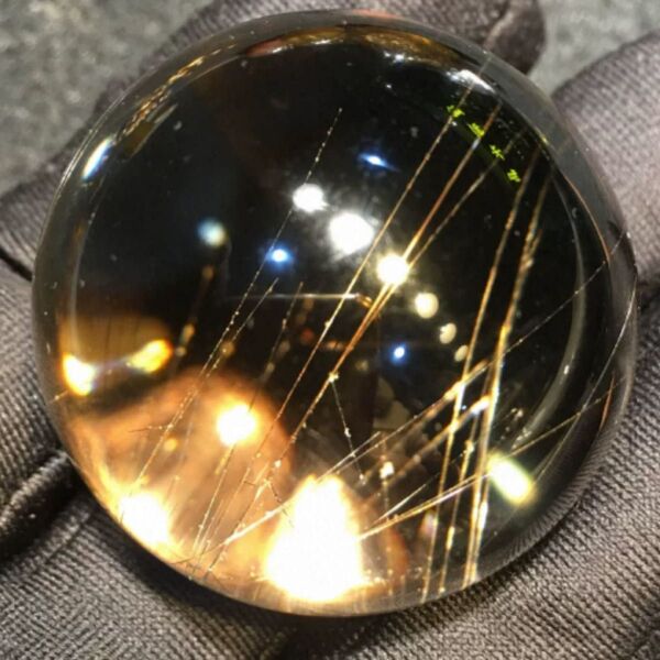 38mm ゴールドルチルクォーツ 丸玉 スフィア 金針水晶