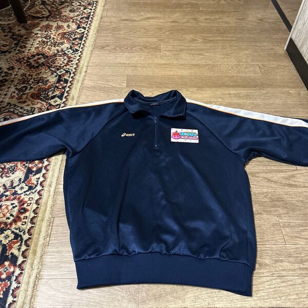 asics ハーフジップ パーカー ネイビー
