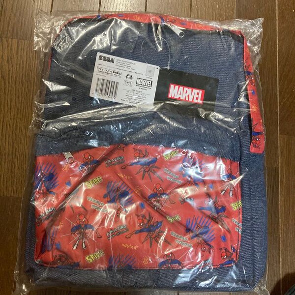 マーベル スパイダーマン プレミアムデニム風リュック 赤 レッド 未開封 約38×30×マチ15cm MARVEL