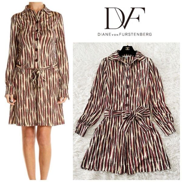 DIANE von FURSTENBERG 総柄 シルク 100% ワンピース 2