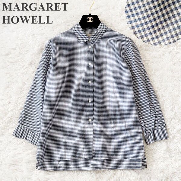 MARGARET HOWELL 7分袖 チェック柄 シャツ Ⅱ