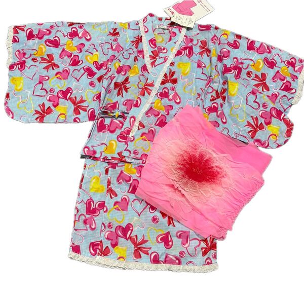 「新品 」サンドレス浴衣 女の子 130cm 兵児帯付き セパレートタイプ 夏祭り 花火大会