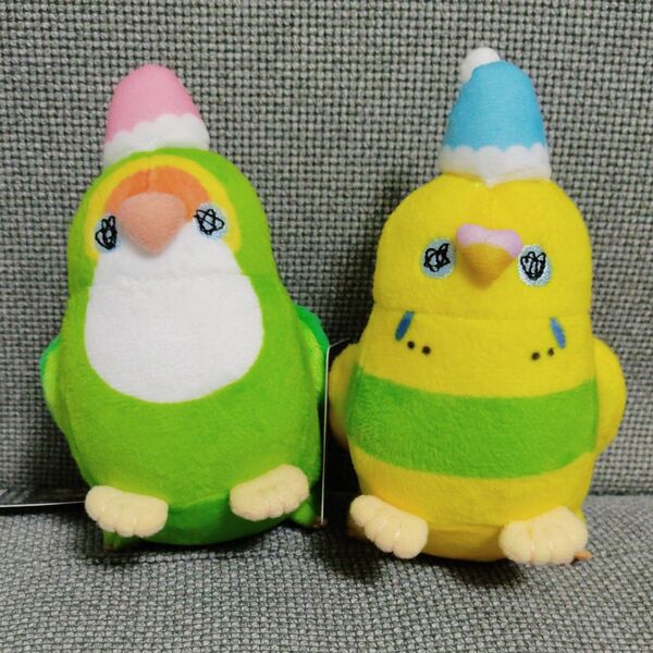 新品未使用タグ付き ゴルちゃん&カチョちゃん ぺたんこ座りNightマスコット 全2種セット インコ ぬいぐるみ キーホルダー