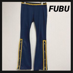 FUBU|フブ|レトロ|トラックパンツ|トラックジャージ|フレア|ブーツカット|ネイビー|イエロー|レア|パンツ|レディース
