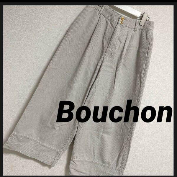Bouchon|カジュアル|ウエストゴム|M|オフホワイト|タックワイドパンツ|ブション|スコットクラブ|ヤマダヤ|レディース