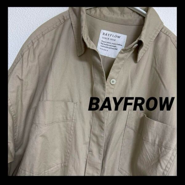 BAYFROW|オーバーサイズ|ロングシャツワンピース|ベージュ|春アウター|L|ベイフロー|レディース|ゆったり|カジュアル長袖