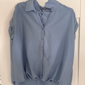 レイカズン ライトブルー ボタンシャツ バッグリボンデザイン