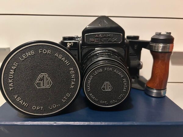 PENTAX 67 6X7 +SMC55mm+105mmレンズセット 木製グリップ付き