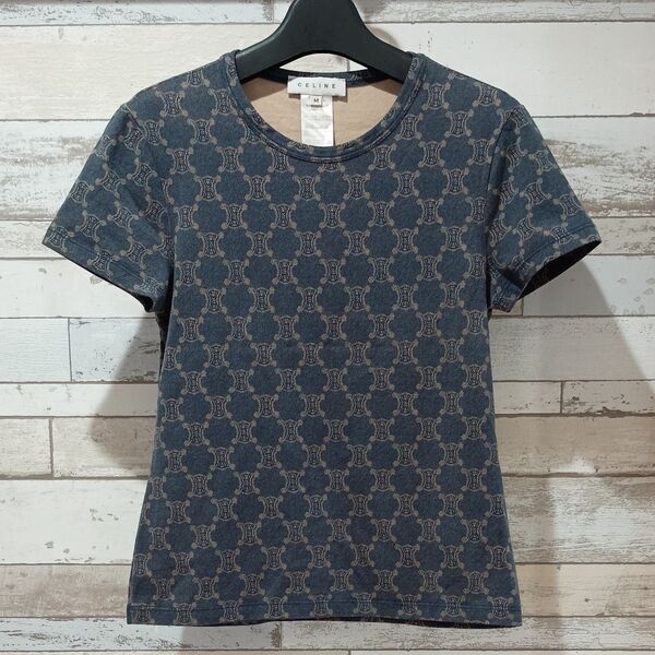 CELINE セリーヌ マカダム柄 トリオンフ Tシャツ カットソー 半袖 M