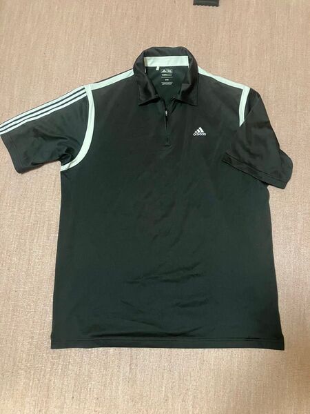 アディダス adidas ゴルフgolf ハーフジップシャツ 黒 O メンズ CLIMACOOL