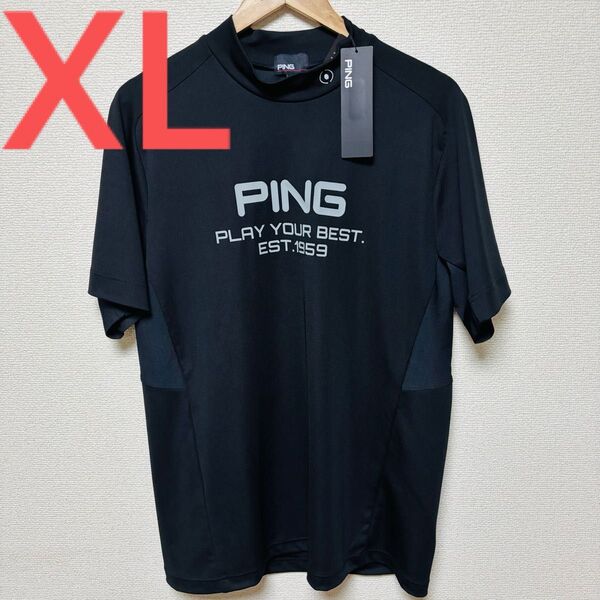 PING メンズ ゴルフウェア 半袖 モックネックシャツ 黒 XLサイズ 未使用