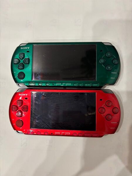 SONY PSP 3000 レッド&グリーン 2個セット本体のみ