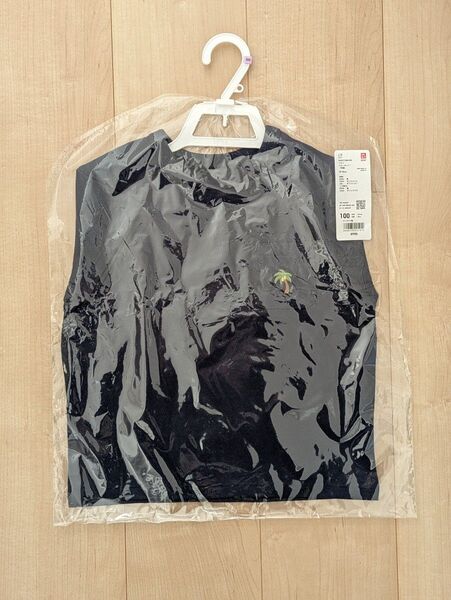 ユニクロ 半袖Tシャツ ネイビー 無地 ワンポイント 100