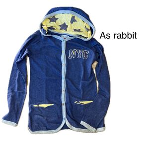【As rabbit】パーカー 前開きパーカー フーディ ネイビー