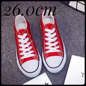 春コーデに大活躍! スニーカー 26.5cm レッド(赤)