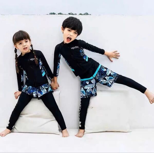 ラッシュガード 男の子 女の子 120cm 130cm 水着 長袖 海水浴 プール 上下2点セット