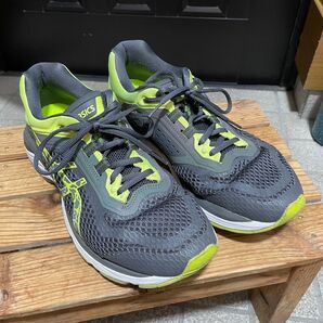 ASICS ランニングシューズ 28cm グレー×イエロー