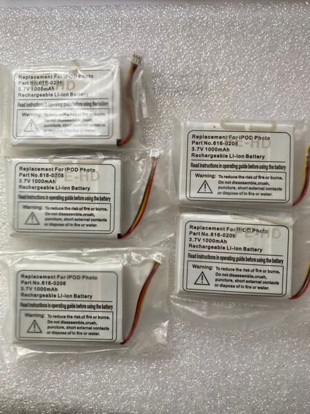 iPod 4世代 A1099 A1059 専用交換バッテリー 容量1000mAh 新品未使用 5個