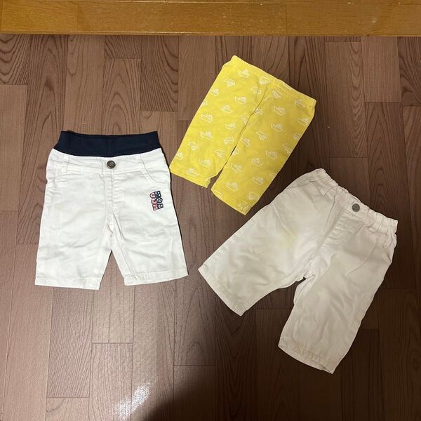 90cm ハーフパンツ 3着 セット スパッツ デニムパンツ 短パン 半ズボン 90センチ 男女兼用 男の子 ブランシェス