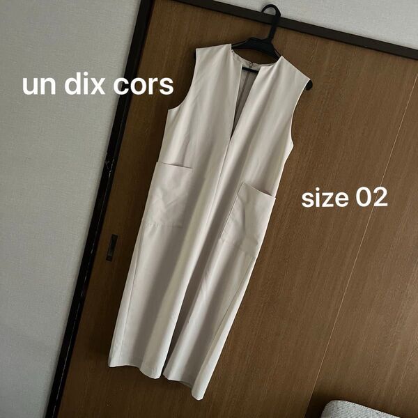 アンディコール un dix cors スリットネック ジャンスカ Mサイズ ベージュ 02 ノースリーブ ロングワンピース M