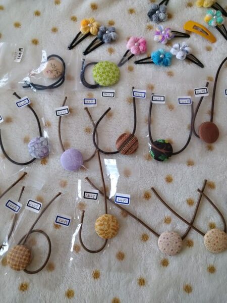ハンドメイド くるみボタン ヘアゴム