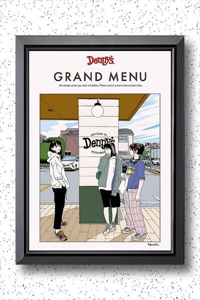江口寿史 /Denny's・デニーズ【A4サイズ写真ポスター額装付き3点セット】ポスター 額装品 アートフレーム