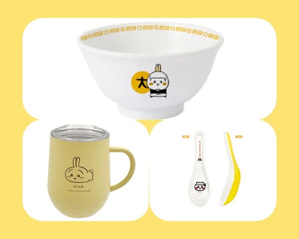 ちいかわ ラーメン豚 どんぶり大/レンゲ/蓋つきステンレスマグ うさぎ