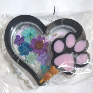 【新品】ねこ×ハート×ドライフラワー レジン 小物入れ