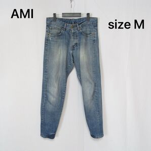AMI PARIS / アミアレクサンドルマテュッシ ヴィンテージ 加工 ダメージ デニム パンツ ジーンズ インディゴ ブルー