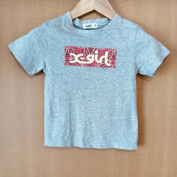 X-girl キッズTシャツ 120cm グレー×バンダナロゴ