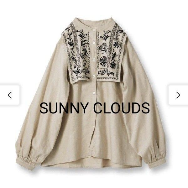 SUNNY CLOUDS サニークラウズ 蝶が立ち寄る刺しゅうブラウス 刺繍 花柄 ナチュラル リネン 3L 相当 フェリシモ