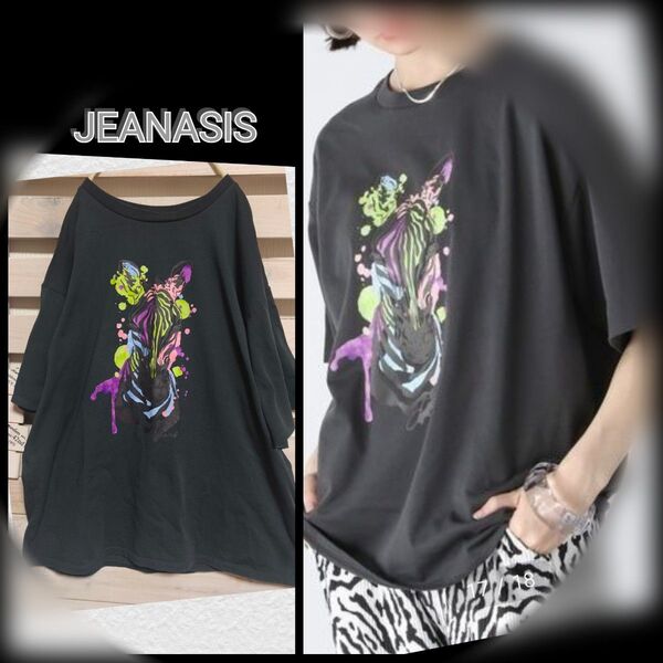 ◆JEANASIS◆ジーナシス アソートアニマルプリントTEE チャコール F