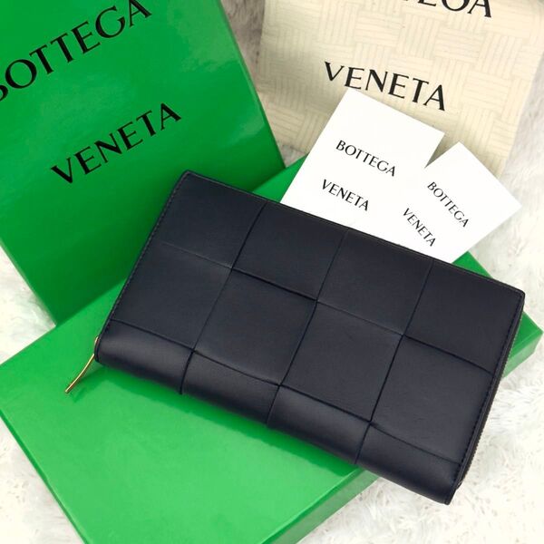 ☆美品☆BOTTEGAVENETA ボッテガヴェネタ イントレ チャート カセット 財布 RFID マキシイントレ ICチップ