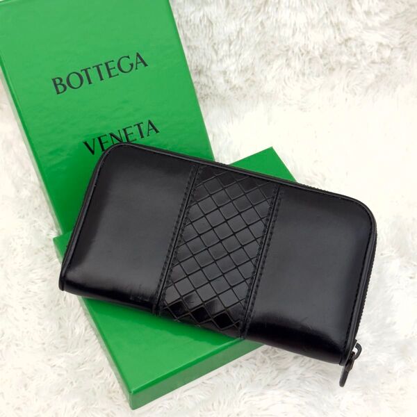 ☆激レア☆BOTTEGAVENETA ボッテガヴェネタ 財布 イントレチャート ラウンドファスナー ジップアラウンド ブラック