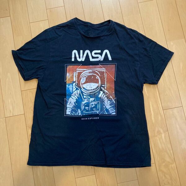 HYPER SPACE NASA 宇宙飛行士 ビッグプリント Tシャツ 2XL ナサ 黒 古着