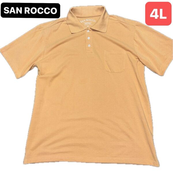SAN ROCCO 半袖ポロシャツ メンズ 4Lサイズ イエロー系 大きいサイズ