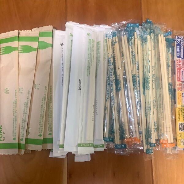 割りばし 割り箸 フォーク 使い捨て 66本