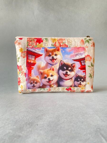 24時間以内匿名発送 柴犬 桜ポーチ