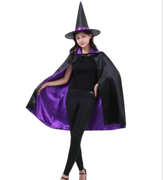 ハロウィン ウィッチ ローブ ケープ キッズ用 大人用 2サイズ展開 帽子 マント