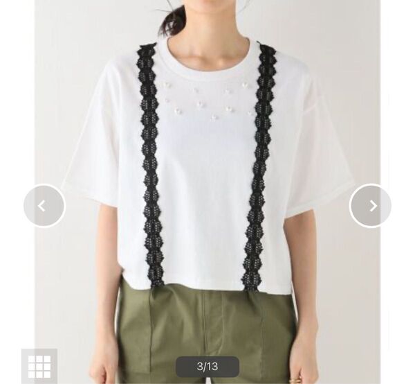 お値下げしました!Spick and Span MAISON NO.8 レースパールボタンTシャツ