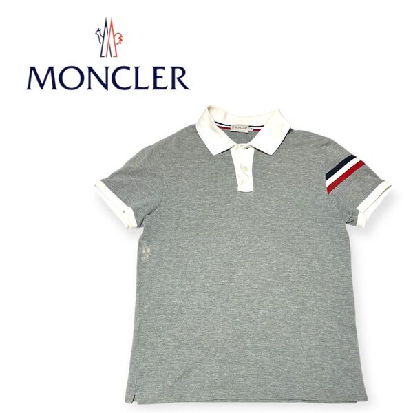 MONCLER モンクレール グレー ホワイトポロシャツ M 半袖ポロシャツ グレー
