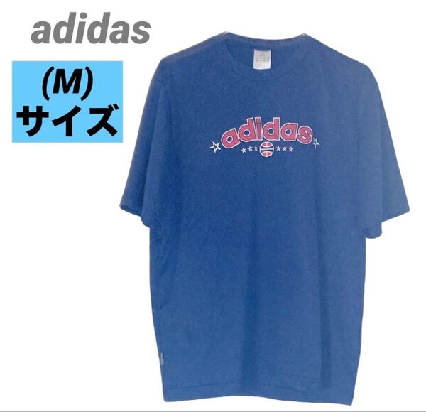 メンズ adidas アディダス Tシャツ ネイビー 半袖 古着 紺 匿名発送 Mサイズ