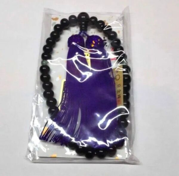 印度翡翠入り黒檀京念珠 紫色房付 京数珠 女性用