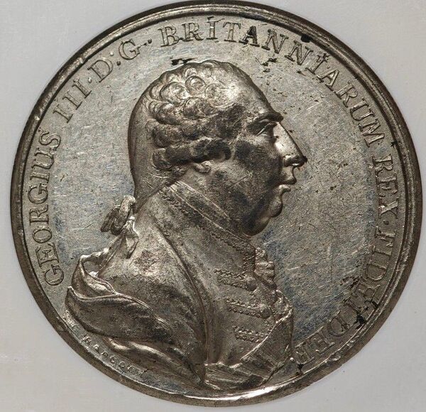 【AU58 2番目トップ】NGC 1801 イギリス 英国ジョージ3世 病復帰記念銀メダル 収集家放出品 縁起物ラッキーコイン