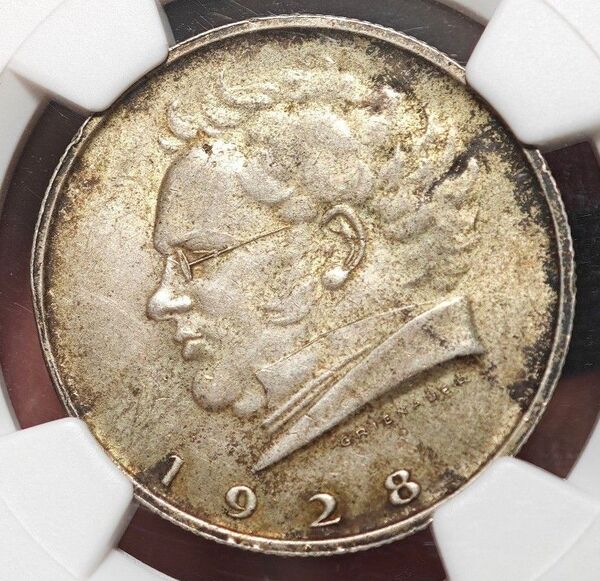 【MS63】NGC 1928 オーストリア 2シーリング銀貨 音楽家フランツ・シューベルト 没後100周年記念貨幣 高鑑定