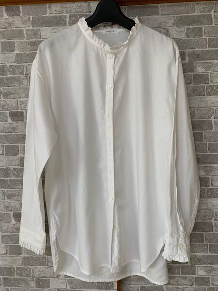 【レディース 中古】CINEMA CLUB フリル長袖シャツ ホワイト Mサイズ