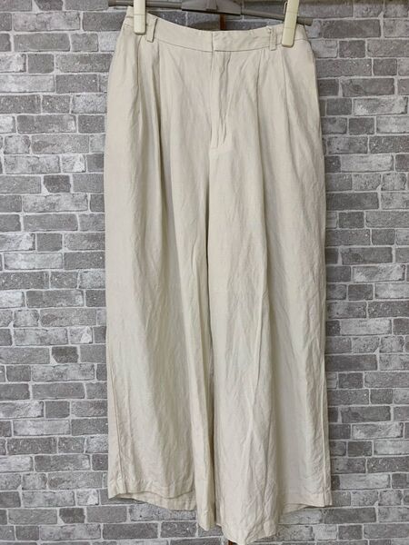 【レディース 中古】GU ワイドパンツ 生成り Mサイズ