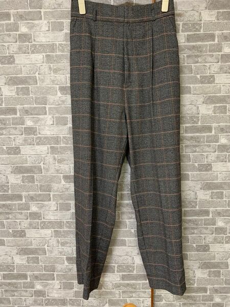 【レディース 美品】GLOBAL WORK チェックテーパードパンツ