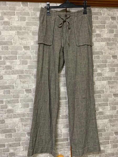 【レディース 中古】shuca GLOBAL WORK きれいめ カジュアル パンツ スラックス グレーチェック Lサイズ